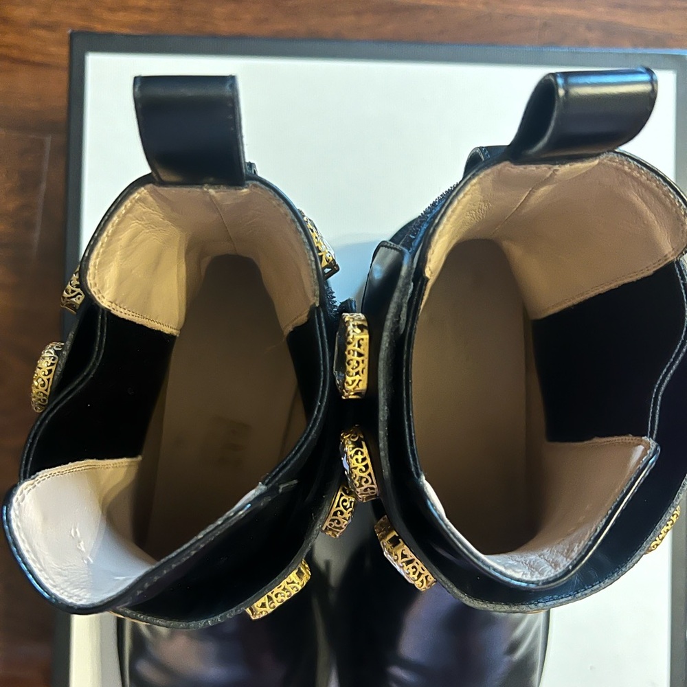 Gucci Black Crystal Leather Chelsea Boots with GG Hardware - Picture 9 of 9